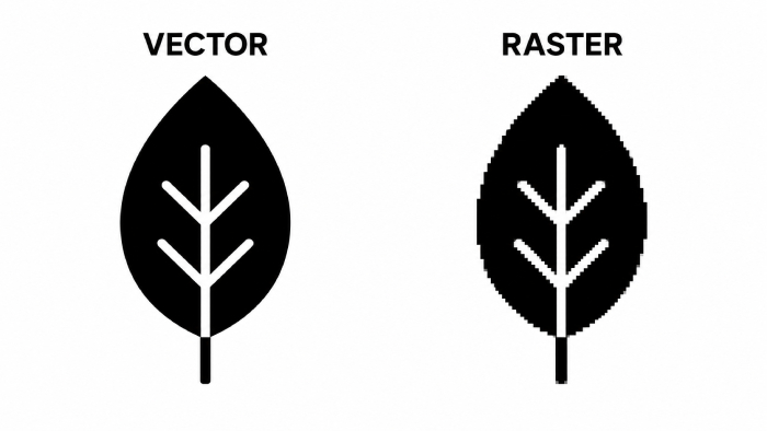 Vector graphic compared with raster image for printing