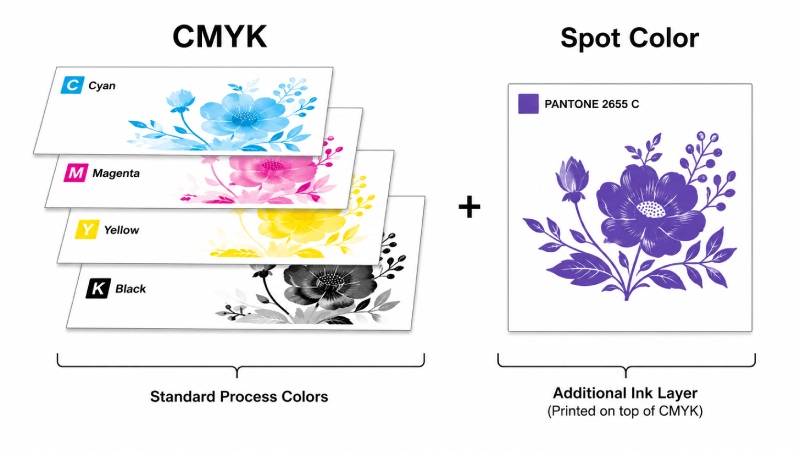 Spot color printed as a separate ink layer