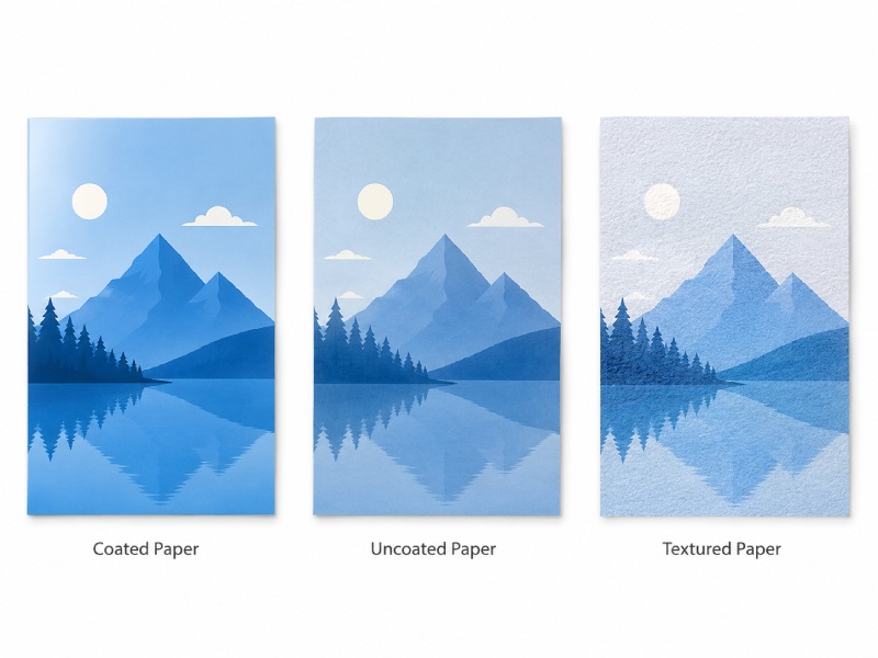 Paper material affecting printed color appearance