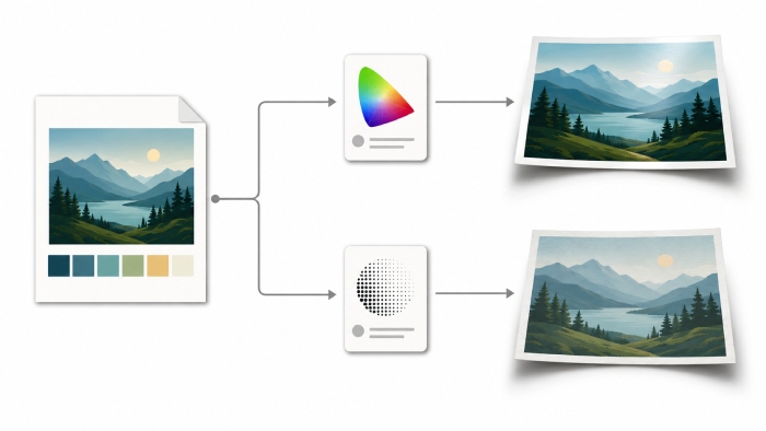 ICC output profiles matched to coated and uncoated paper