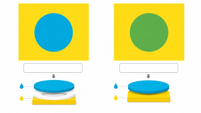 Overprint and knockout color overlap comparison