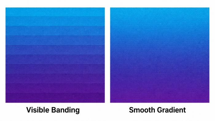 Visible banding compared with a smooth printed gradient