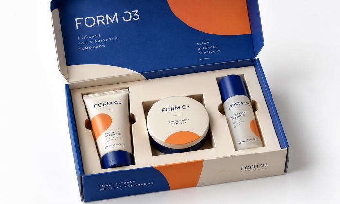 Printed paperboard insert holding lightweight cosmetic products
