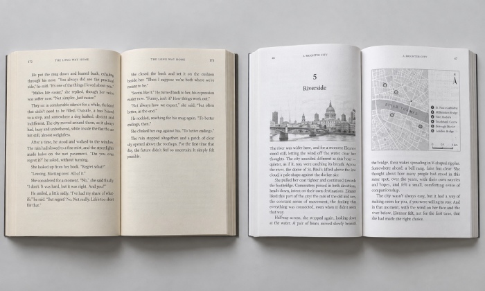Cream and natural-white paper compared in printed novels