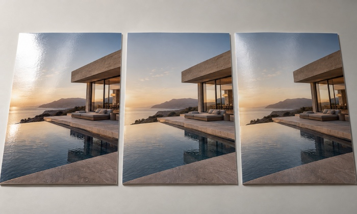 Gloss matte and silk coated paper comparison