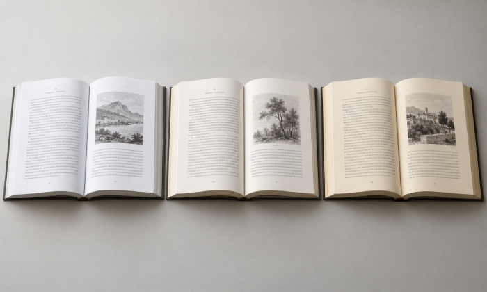 White natural-white and cream uncoated book paper comparison