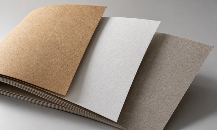 Natural brown white and recycled kraft paper samples