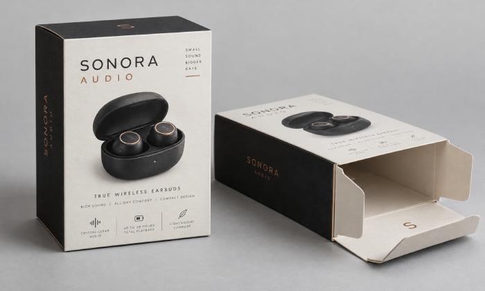 Detailed artwork and fine typography printed on a paperboard folding carton