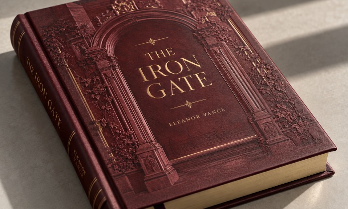 Gold foil title and blind debossing on a fine-grain PU hardcover
