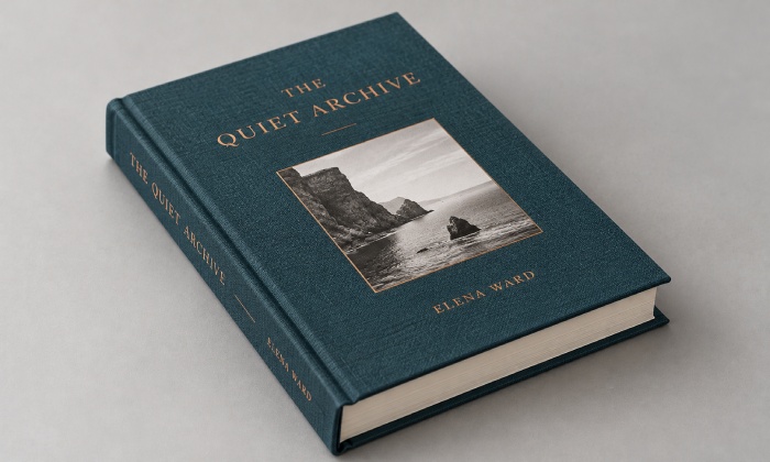Linen book cloth hardcover with foil stamping and clean wrapped corners