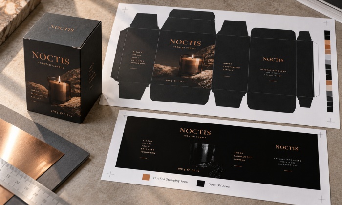 Separate print artwork and finishing masks for foil and Spot UV packaging